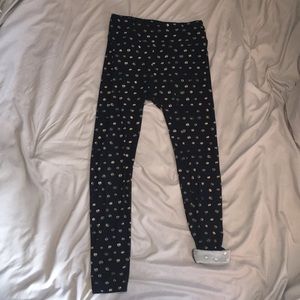 Navy and cream polka dot printed LuLaRoe leggings